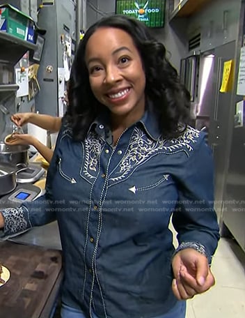 Erica Roby's embroidered western denim shirt on Today