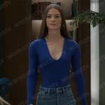 Esme’s blue v-neck long sleeved top on General Hospital