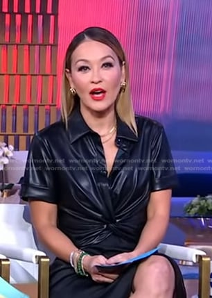 Eva's black twisted hem cropped top on Good Morning America