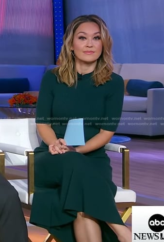 Eva's green ribbed dress on Good Morning America