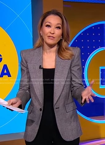 Eva’s grey plaid blazer on Good Morning America