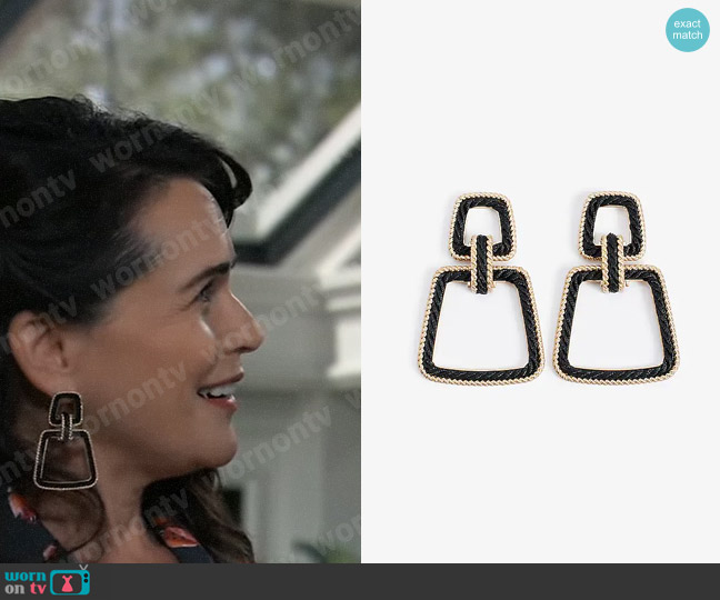 Express Black & Gold Yarn Doorknocker Earrings worn by Lois Cerullo (Rena Sofer) on General Hospital