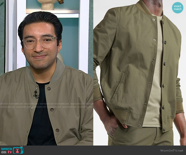 Express Olive Chambray Bomber Jacket worn by Yung Pueblo on Today