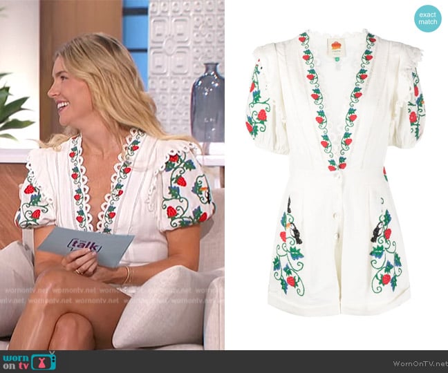 FARM Rio Embroidered-design V-neck playsuit worn by Natalie Morales on The Talk