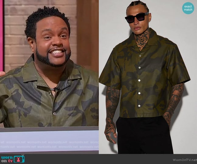 Fashion Nova Every Step Of The Way Camo Cropped Button Up Shirt worn by Jawn Murray on Sherri