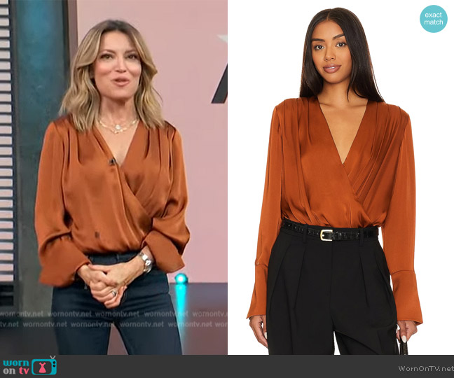 Favorite Daughter Date Blouse worn by Kit Hoover on Access Hollywood