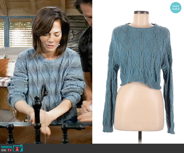 Forever 21 Cable Knit Sweater worn by Elizabeth Webber (Rebecca Herbst) on General Hospital