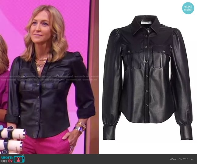 WornOnTV: Lara’s black leather shirt on Good Morning America | Lara ...