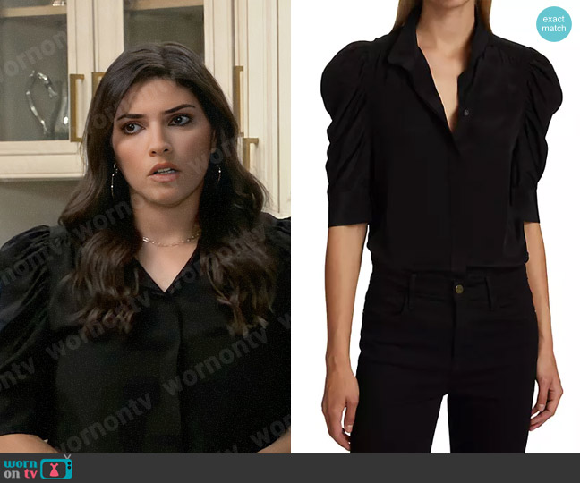 Frame Gillian Top worn by Brook Lynn Quartermaine (Amanda Setton) on General Hospital