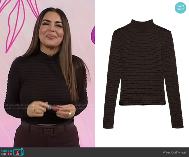 Frame Smocked Mock-Neck Jumper worn by Bobbie Thomas on Today