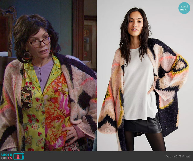 Free People Petals Cardigan worn by Susan (Stacy Haiduk) on Days of our Lives