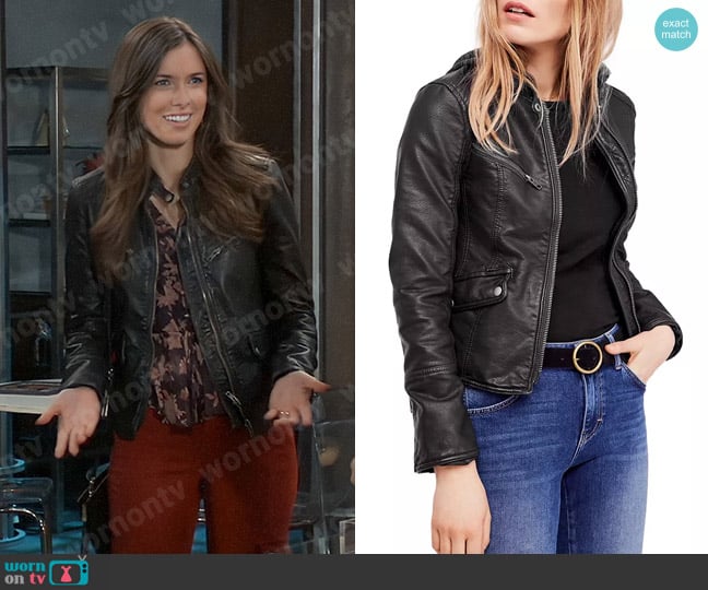 Free People Monroe Faux Leather Jacket worn by Willow Tait (Katelyn MacMullen) on General Hospital