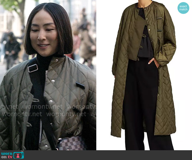 Ganni Quilted Ripstop Jacket worn by Stella Bak (Greta Lee) on The Morning Show