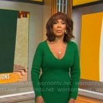 Gayle King’s green v-neck dress on CBS Mornings