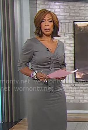 Gayle King's grey v-neck dress on CBS Mornings