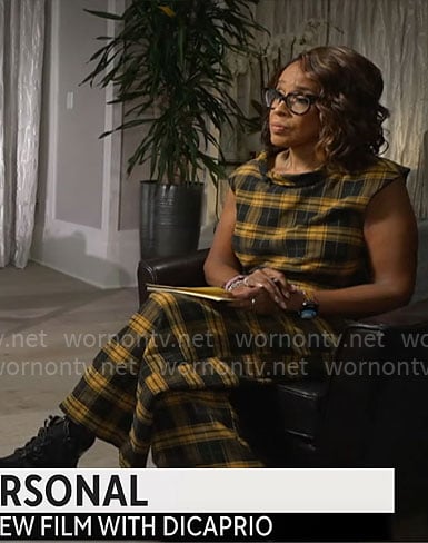 Gayle King’s yellow plaid jumpsuit on CBS Mornings