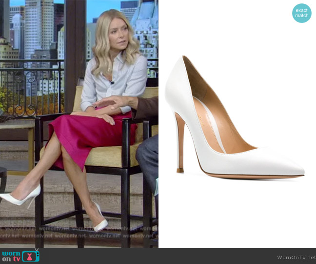 Gianvito Rossi Gianvito 105 leather pumps worn by Kelly Ripa on Live with Kelly and Mark