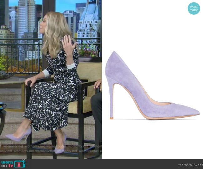 Gianvito Rossi Gianvito 105mm suede pumps worn by Kelly Ripa on Live with Kelly and Mark