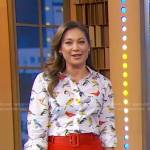 Ginger’s white bird print shirt on Good Morning America