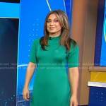 Ginger’s green asymmetric hem dress on Good Morning America