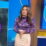 Ginger’s paisley print top and ruched skirt on Good Morning America