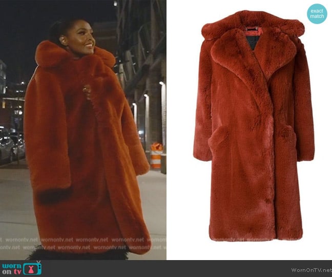 Givenchy Single Breasted Faux Fur Oversized Coat worn by Ubah Hassan on The Real Housewives of New York City