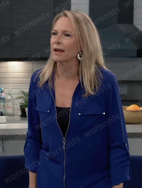 Gladys' blue zip up shirt on General Hospital