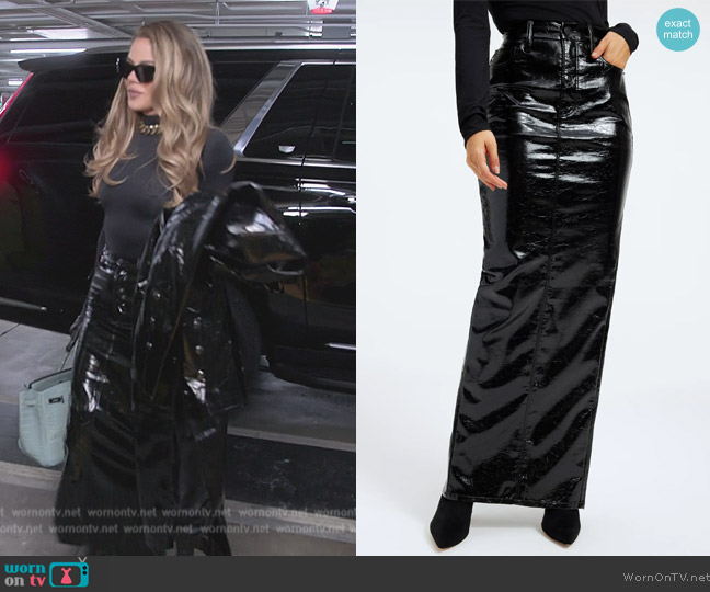 Good American Faux Leather Maxi Skirt worn by Khloe Kardashian (Khloe Kardashian) on The Kardashians