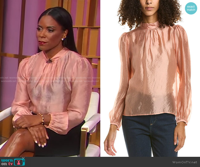 Gracia Sheer Mock Neck Top worn by Dr. Jessica Shepherd on Good Morning America