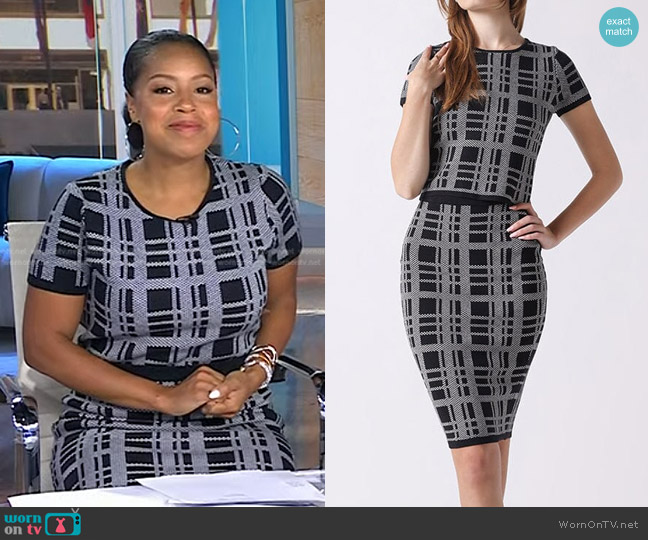 Gracia knit Checked Pattern Crop Top and Skirt worn by Sheinelle Jones on Today