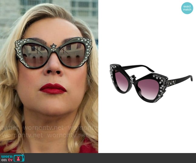 Gucci Star Stud Crystal Acetate Cat-Eye Sunglasses worn by Jennifer Tilly (Jennifer Tilly) on Chucky