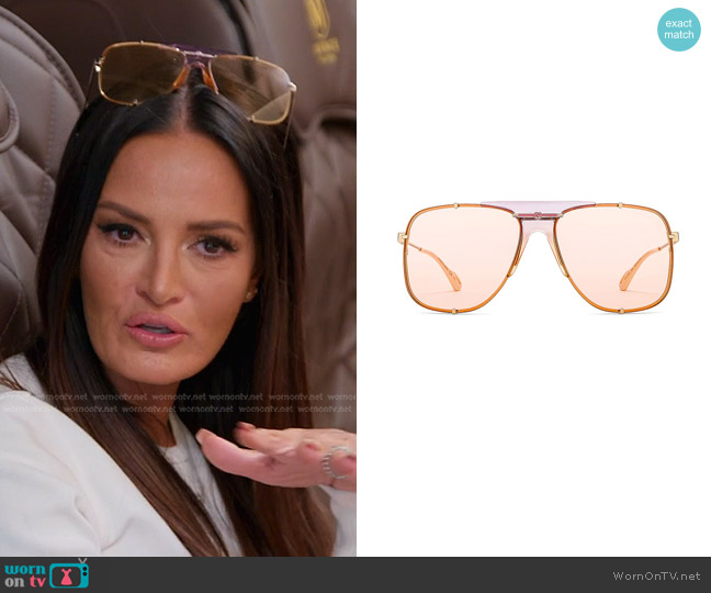 Gucci Embellished Pilot Oversized Square Sunglasses worn by Lisa Barlow on The Real Housewives of Salt Lake City