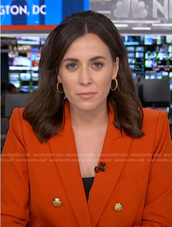 Hallie Jackson's red double breasted blazer on NBC News Daily