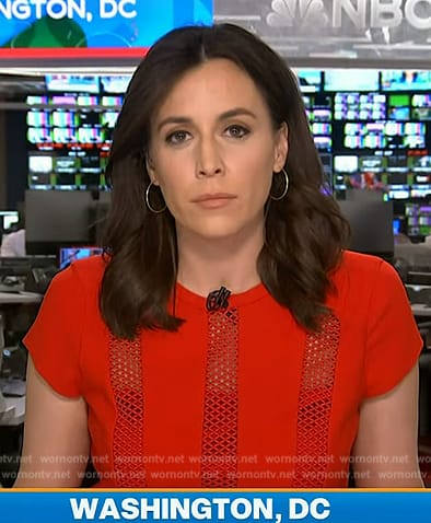 Hallie Jackson’s red lace inset dress on Today