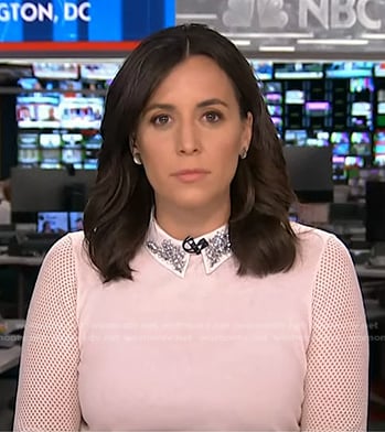 Hallie Jackson’s pink embellished collar top on Today