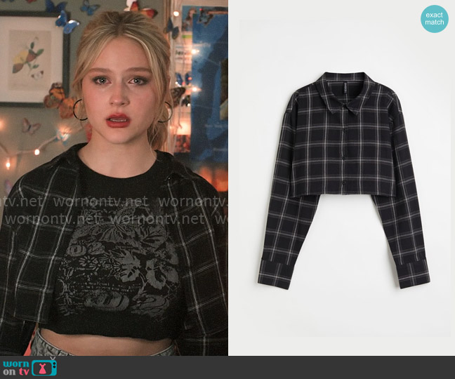 H&M Cotton Crop Shirt in Black/Checked worn by Lexy Cross (Alyvia Alyn  Lind) on Chucky