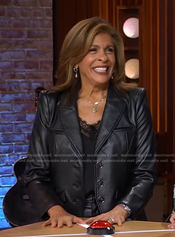 Hoda's black leather blazer on The Kelly Clarkson Show