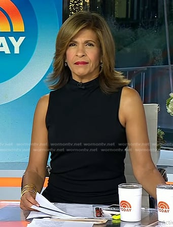 Hoda’s black sleeveless mock neck dress on Today