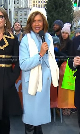 Hoda's blue double breasted coat on Today