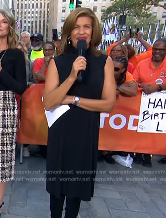 Hoda’s black sleeveless mock neck dress on Today