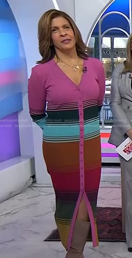 Hoda’s multicolor striped ribbed dress on Today