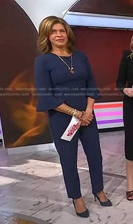 Hoda’s navy bell cuff jumpsuit on Today