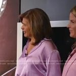 Hoda’s purple satin blouse and pants on Today