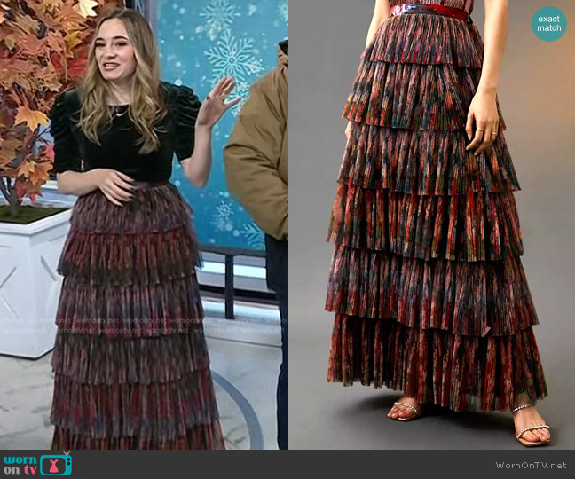 Hutch Pleated Tiered Maxi Skirt in Assorted worn by Lexie Sachs on Today