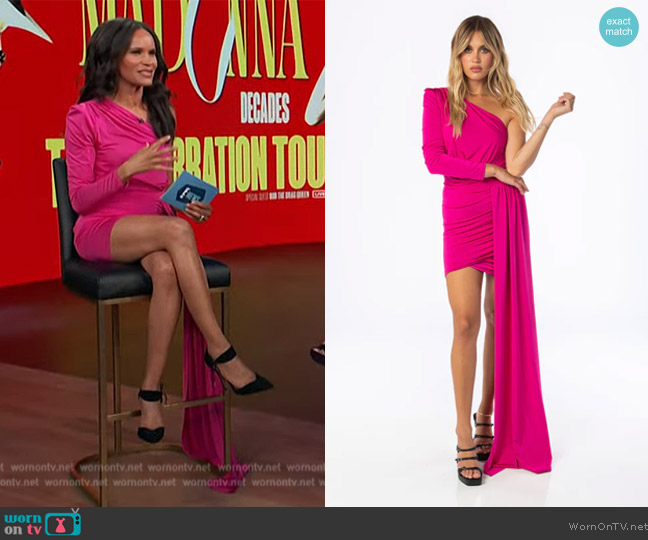 Hypeach Divina Asymmetrical Dress Pink worn by Amanda Garrigus on E! News