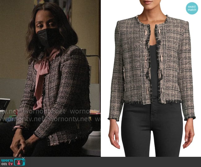 IRO Jocund Collarless Tweed Jacket worn by Mia Jordan (Karen Pittman) on The Morning Show