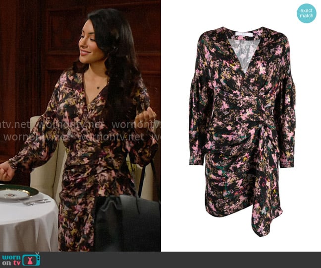 IRO Printed silk-blend dress worn by Audra Charles (Zuleyka Silver) on The Young and the Restless