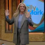 Jane Krakowski’s gray check print suit on Live with Kelly and Mark