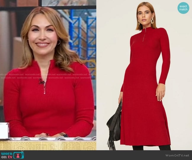 WornOnTV: Lori’s red quarter zip dress on Good Morning America | Lori