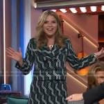 Jenna’s green geometric blazer and skirt on The Kelly Clarkson Show